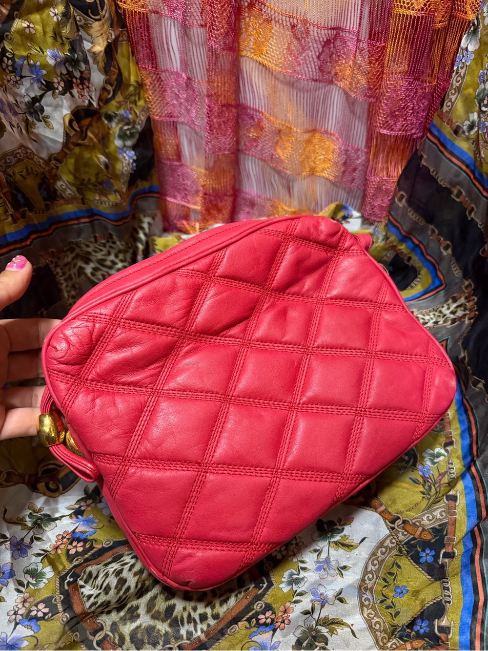 Quilted Pink Leather Crossbody Clutch